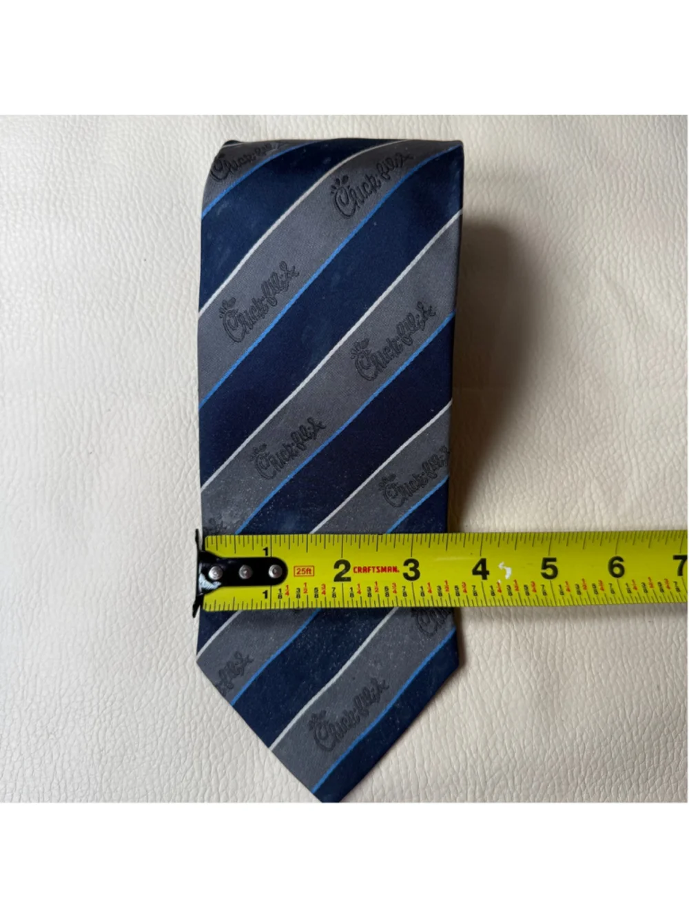 Chick-fil-A Pensacola University Oobe Tie Navy Gray Logo Mens Necktie